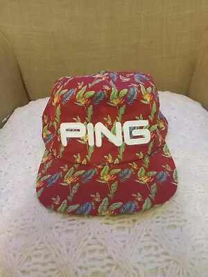 Rare PING  Golf Hat Cap - Leaves Floral Vintage Red • $105.89