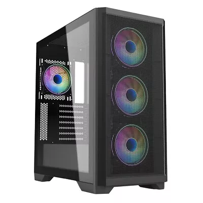 Aquilon Full ATX Gaming PC Case Meshed Tower 4 X A-RGB Fans Glass Panel E-ATX • £69.90