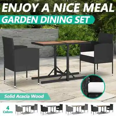 $262.99 • Buy VidaXL Garden Dining Set Outdoor Furniture Lounge Setting Poly Rattan 3 Piece
