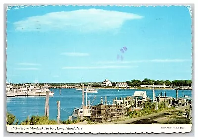 1978 Posted Montauk Harbor Long Island NY Large 6x4 Scalloped Edge Postcard • $6.90