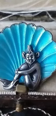 Antique Vintage Edwardian Early 1900-s Solid Silver Enamel Cornish Pixie Brooch. • $163.61