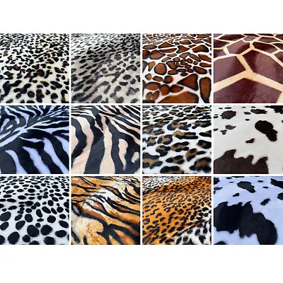 Animal Print Velboa Faux Fur Soft Wave Velour Craft Upholstery Furnishing Fabric • £1.89