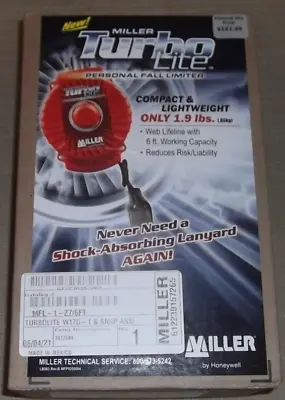 Miller Turbo Lite Personal Fall Limiter Z7 6' Working Capacity New • $115