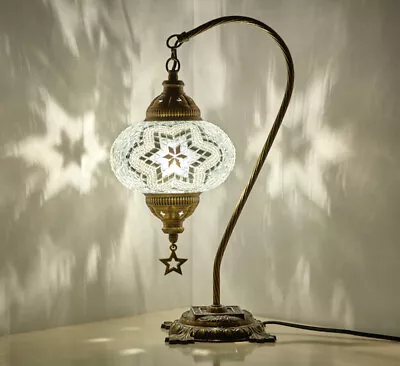 Turkish Moroccan Mosaic Colorful Swan Table Bedside Desk Lamp Lampshade WHITE • $59.80