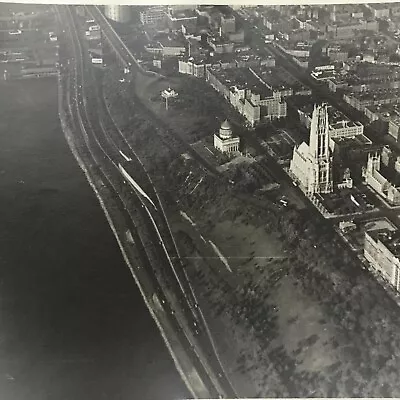 Vintage Black And White Photo Aerial View City Streets Buildings Ocean Houses  • $6.69