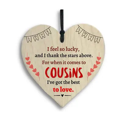 £3.49 • Buy Wooden Hanging Heart Plaque Best Cousin Gift Idea Birthday Family Present Love 