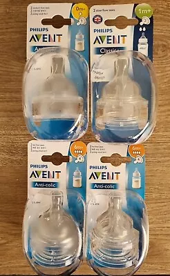 Avent Philips Teats Anti Colic Silicone X 4 Packets - Newborn Slow And Fast Flow • $35