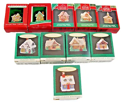 Lot Of Ten Hallmark Miniature Xmas Ornaments: Old English Village Series + One • $34.99