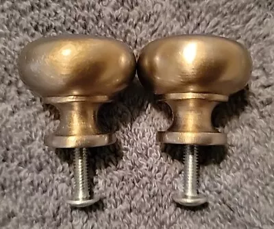 Pair Vintage Smaller Solid Brass Nickel Finish Knobs Drawer Pulls Cabinet Knobs • $4.95