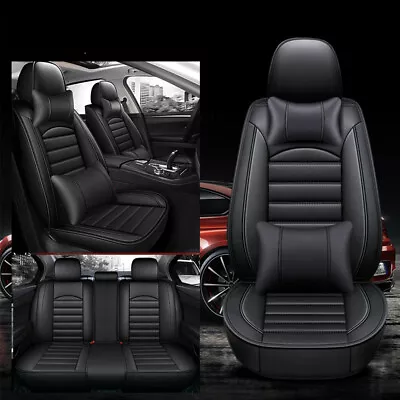 Black Leather Car Seat Covers Fit Toyota Camry Corolla RAV4 Aurion Ford Mondeo • $197.99
