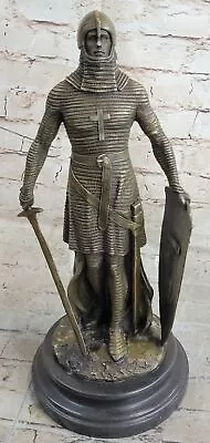 Crusader Knight Templar Bronze Statue Sculpture Figure On Marble Base • $224.50