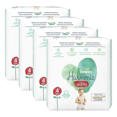 $82 • Buy 4x 24pc Pampers Harmonie Hypoallergenic Nappy Pants Unisex Diapers Size 4 9-15kg