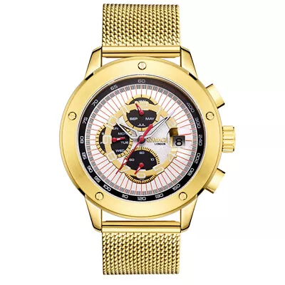 Mens Automatic Watch Gold Liberty Stainless Steel Mesh Bracelet Watch GAMAGES • £59.99