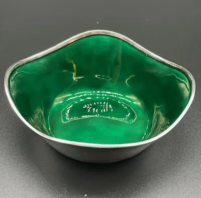 CC Hermann Sterling Bowl Green Enamel Mid Century Modern Denmark 1949-1992 Candy • $195