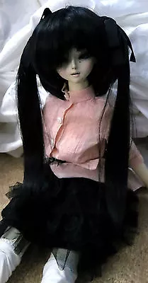 Doll Wig Long Pigtail Style Miku - Black BJD 7-8  8-9  And 9-10  Size • $11.95