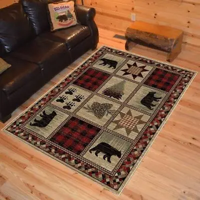 Lodge Cabin Bear Paw Pinecone Rustic Area Rug **FREE SHIPPING** • $59.50