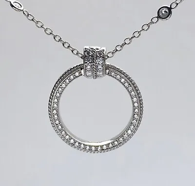 Penny Preville 18k White Gold Diamond Circle Pendant TCW 0.7 • $1499