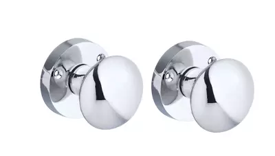 Door Knob Handle Set Mortice - Polished Chrome PAIR - With Screws - George Boyd • £7.99