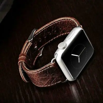 $17.99 • Buy Genuine Leather Watch Strap Band For Apple Watch Series 7 SE 6 5 4 3 2 1 41-45mm