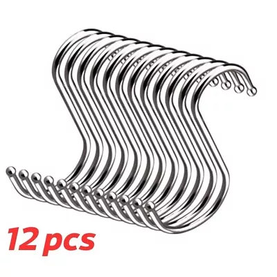 12PCS S Shaped Hanging Hooks Stainless Steel Hooks S Hooks Connectors. • $3.98