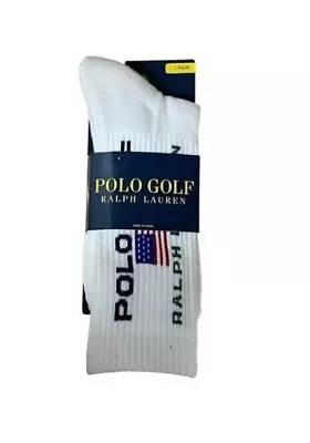 Polo Ralph Lauren Sport USA Flag Crew Socks Mens Size 6-13 White (1 PAIR) • $12.80