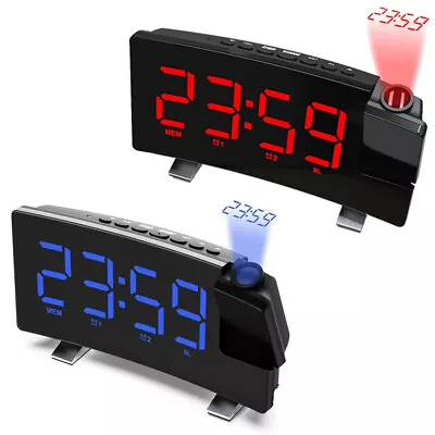 LED Digital Smart Alarm Clock Projection Temperature Time Projector LCD Display • $35.69