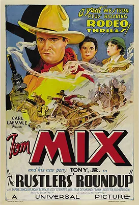 $5.99 • Buy Rustlers' Roundup (1933)  Tom Mix Classic Western Movie Poster Print