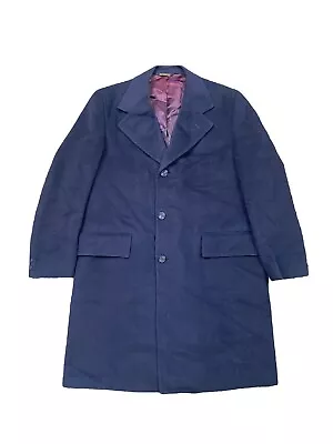 Vintage Dhalishan Cashmere Overcoat Mens Navy Blue  • $48.99