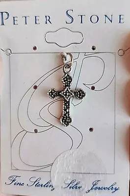 Peter Stone Marcasite Cross Pendant Sterling Silver • $18