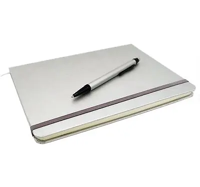 £2.99 • Buy Silver A5 Hardcover Notebook & Pen 70 Lined Pages Elastic Seal Diary Journal