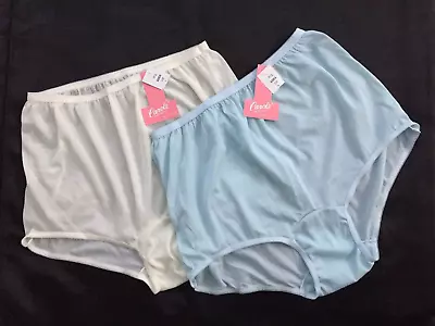 CAROLE Panties Retro Vintage Full Briefs Granny Panties Size 9 Ivory & Blue • $19.99