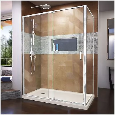 DreamLine DL-6720L Flex 36  D X 60  W X 74 3/4  H Semi Frameless - Off White • $1589.99