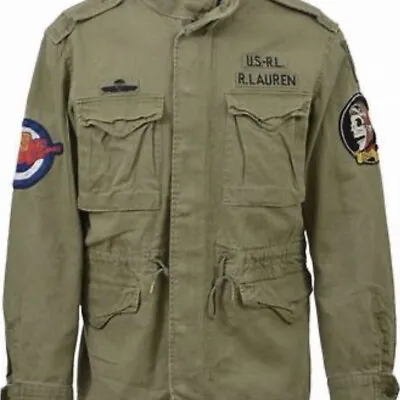 NWT Men's Polo Ralph Lauren M-65 Combat Military Army Skull Patch Field Jacket L • $250