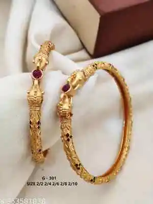 Indian Bollywood Gold Plated Fashion Jewelry AD Bangles CZ Kundan Bracelet Set • $18