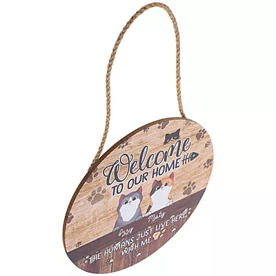 Cat Welcome Door Sign Wooden Plaque For Farmhouse Decor-SC • £11.42