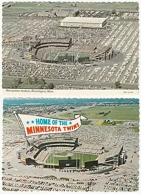 (2) Old Minnesota Twins & Vikings Metropolitan Stadium Deckled-Edge Postcards • $4.99