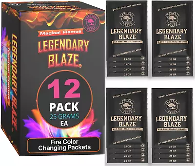 12 Pack Legendary Blaze Magical Flames Fire Color Changing Packets - Fire Pits A • $14.64