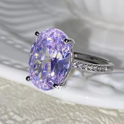 New Shinny Charm Party Jewelry Light Purple Amethyst Gemstone Silver Women Ring • $7.99