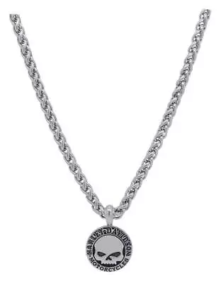 Harley-Davidson Men's Stainless Steel Willie G Skull Disc Necklace 26 Inches • $106.17