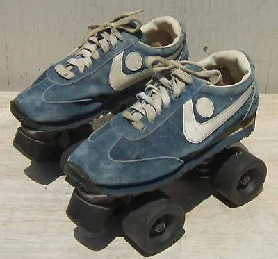 Vintage 1980s Tennis Shoe-Style ROLLER SKATES Men's Size 7 Blue Suede • $34.95