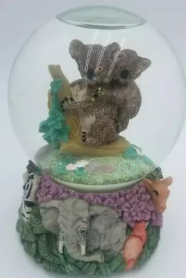 Vintage Koala Bear Momma/Baby Musical Snow Globe Working Zebra Elephant Animals • $20