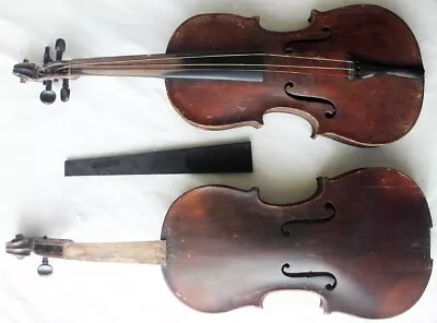 FOR RESTORATION: 2 OLD GERMAN 19th CENTURY HOPF VIOLIN ANTIQUE バイオリン скрипка 小提琴 • $487