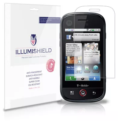 ILLumiShield Phone Screen Protector W Anti-Bubble/Print 3x For Motorola Cliq • $7.65