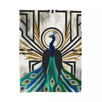 Velveteen Plush Blanket Art Deco Peacock Elegance Vintage Style Home Decor Retro • $42