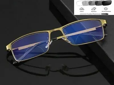 Mens Bifocal Reading Glasses Transition Photochromic Blue Light Blocking Readers • £25.79