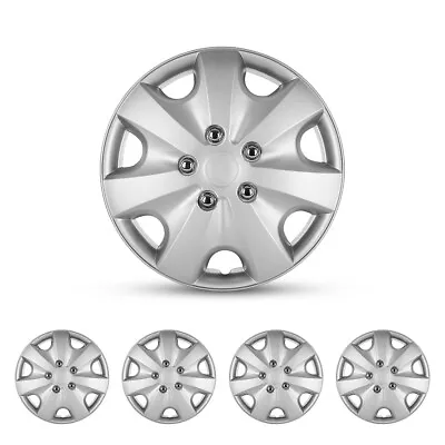 15  Set Of 4 Silver Wheel Covers Snap On Full Hub Caps Fit R15 Tire & Steel Rim • $39.99