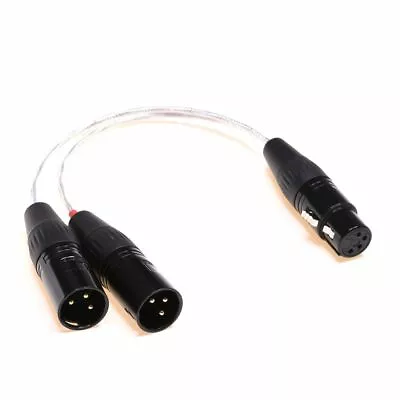 Dual 3 Pin XLR To 4 Pin XLR Clear Silver Plated Shield Audio Adapter Cable • $19.90