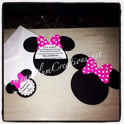 20 Custom Hand Made Minnie Mouse Baby Shower Invitations • £38.58