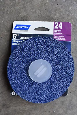 Norton 5  Grinding Sanding Fiber Discs 24 Grit Coarse 2 Pack Bluefire Free Ship • $13.99