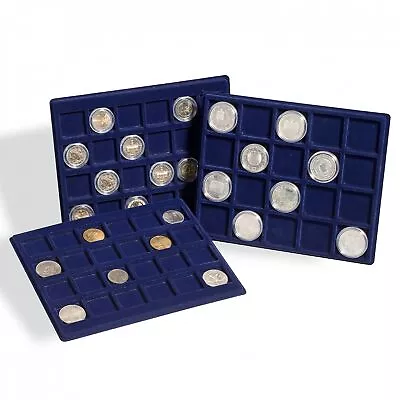 Two 192mm X 237mm Blue Felt Velvet CARGO S6 Coin Display Trays 47mm 41mm 33mm • £7.95